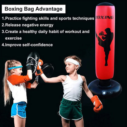 Punching Bag, Freestanding Kickboxing Heavy Standing Punching Boxing Bag, with Stand, for Adults, Men and Women, Teens and Youth, at Home, Gym or Office