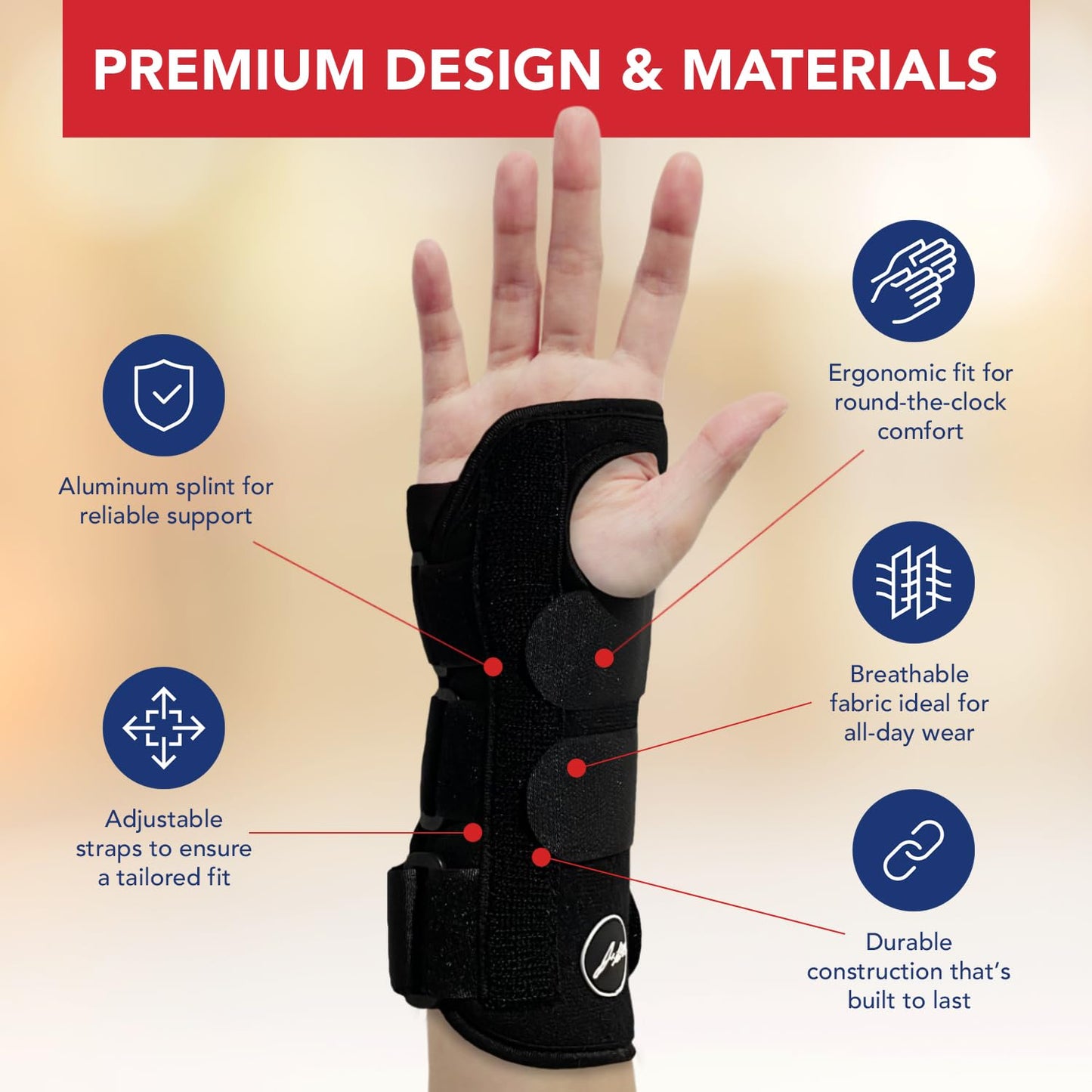 Doctor Developed Carpal Tunnel Wrist Brace for Night Support - Wrist Brace for Carpal Tunnel with Wrist Splint - Sleep Brace for Sprained Wrist - F.D.A Medical Device & Handbook (Right Hand)